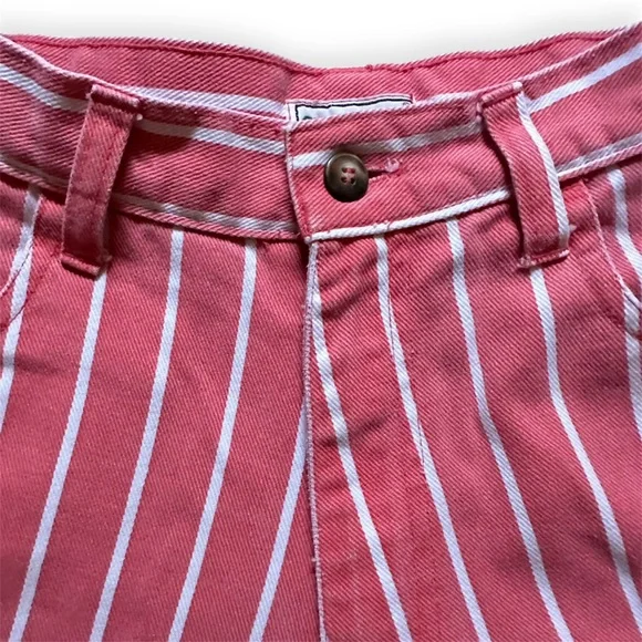 VTG Skoozi Women’s Size 29” Striped Pink Salmon High Waisted 90s Jean Shorts - Picture 6 of 6